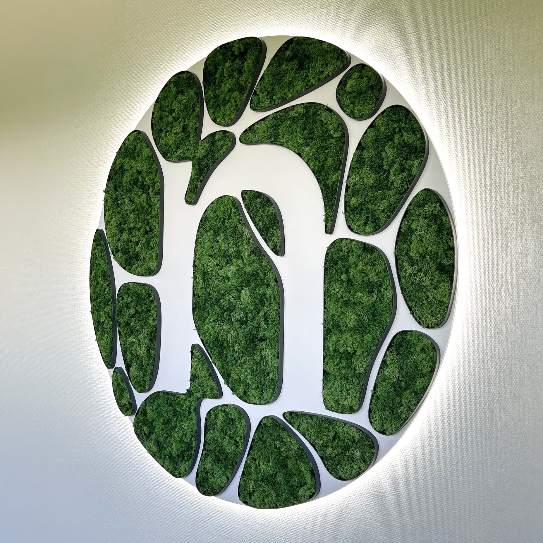 Hinterleuchtetes Moos-Logo der Marke Novonesis